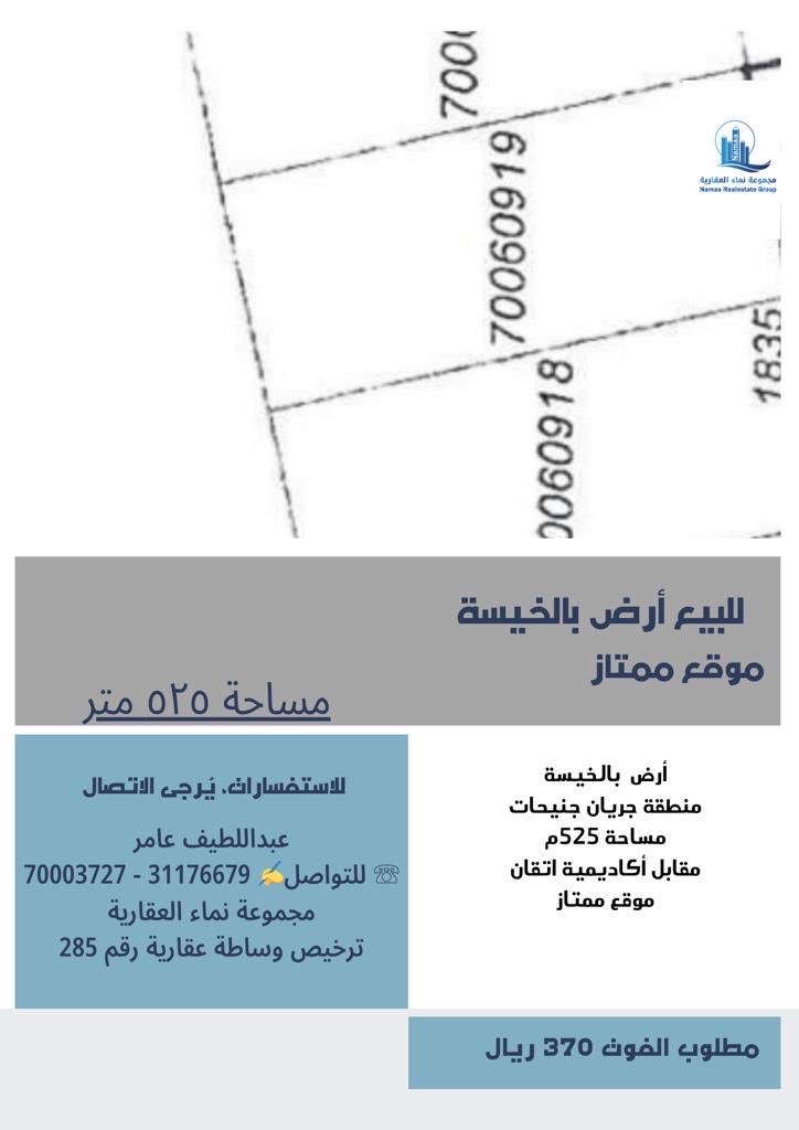 أرض سكنية للبيع في الخيسة - موقع ممتاز - الظعاين - في قطر