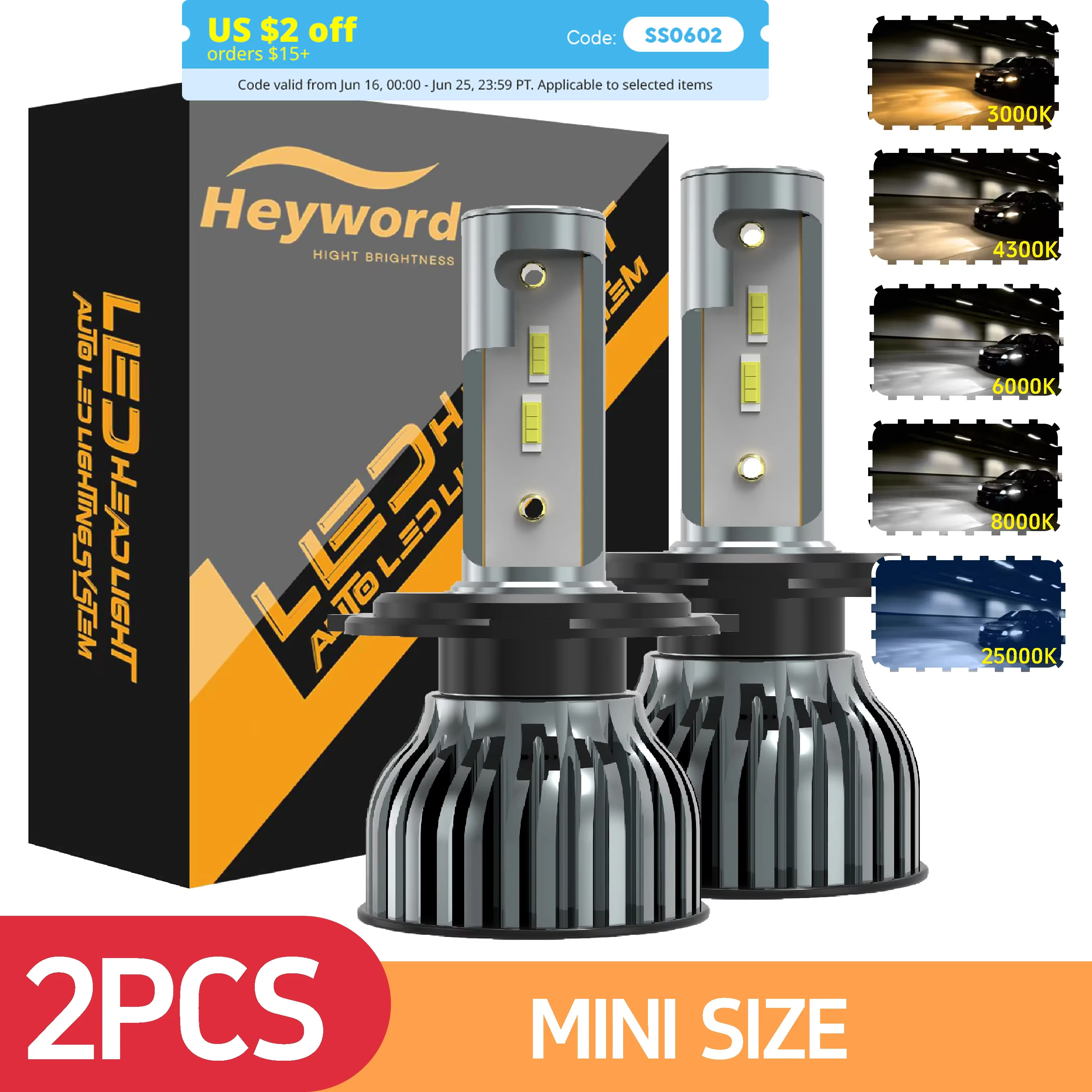 LED المصباح h4 h7 h1 LED المصابيح الأمامية 9005 H7 h9 h11 - التجارة الألكترونية - في قطر