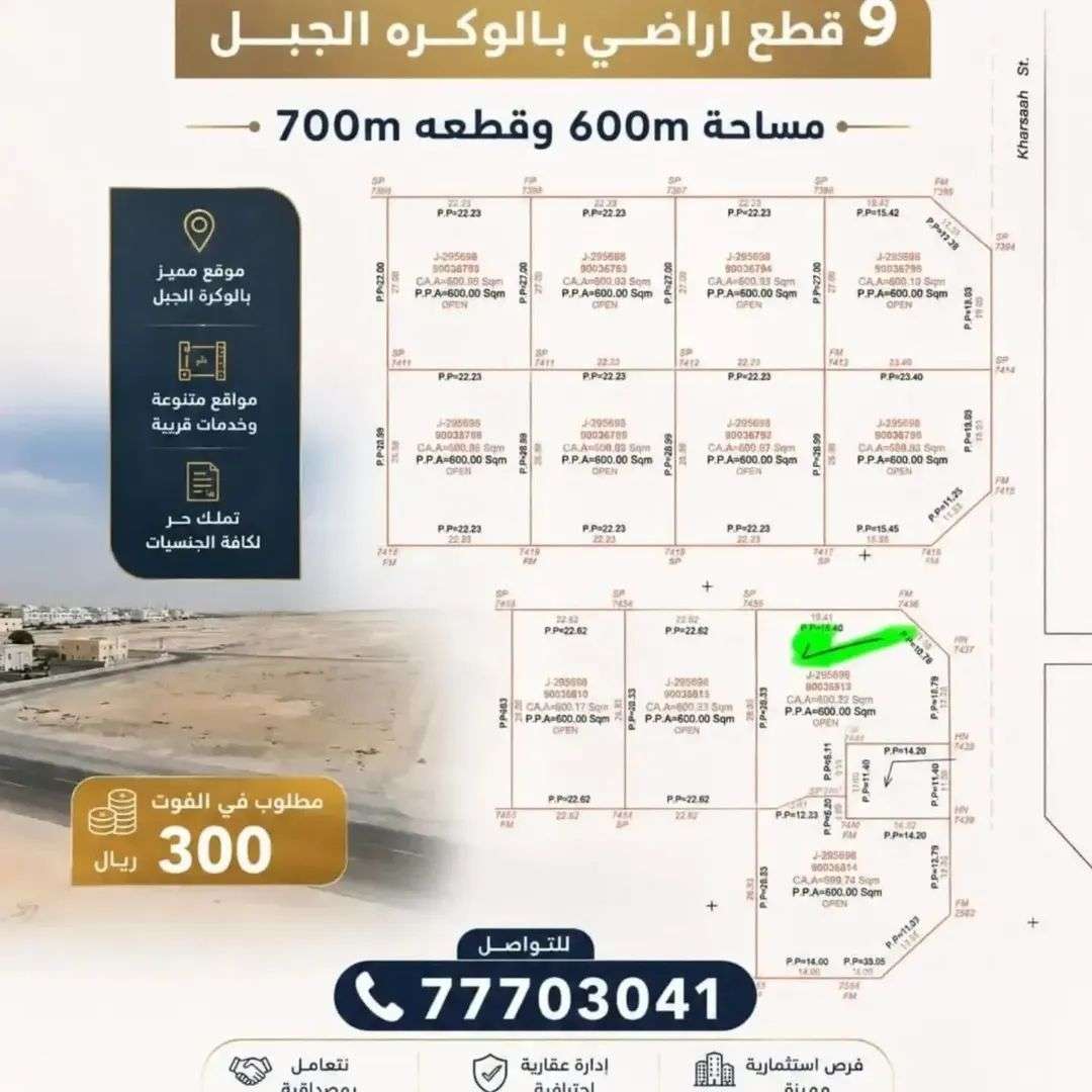 9 قطع أراضي سكنية للبيع في الوكرة الجبل بمساحات 600م² و700م² - العقارات - في قطر